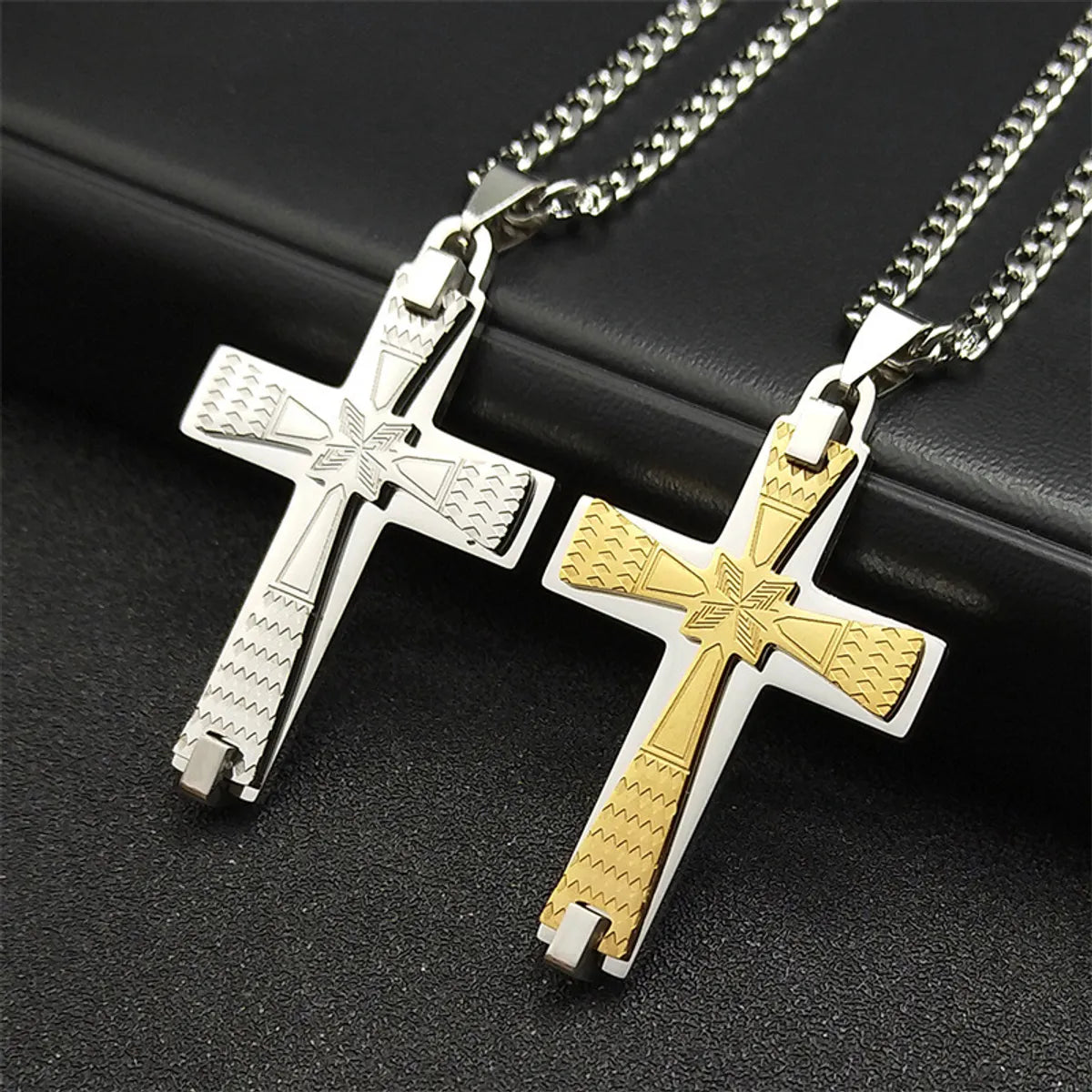 Platinum necklaces for women -Simple Style Cross 304 Stainless Steel Plating Unisex Pendant Necklace