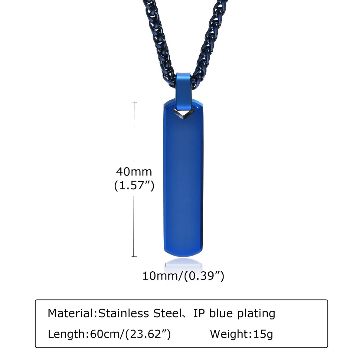 Blue Pendant Necklace 60cm Basket Chain