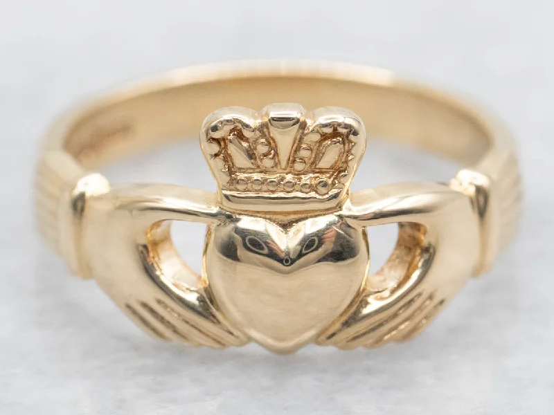 Sapphire engagement rings for women -Yellow Gold Claddagh Ring