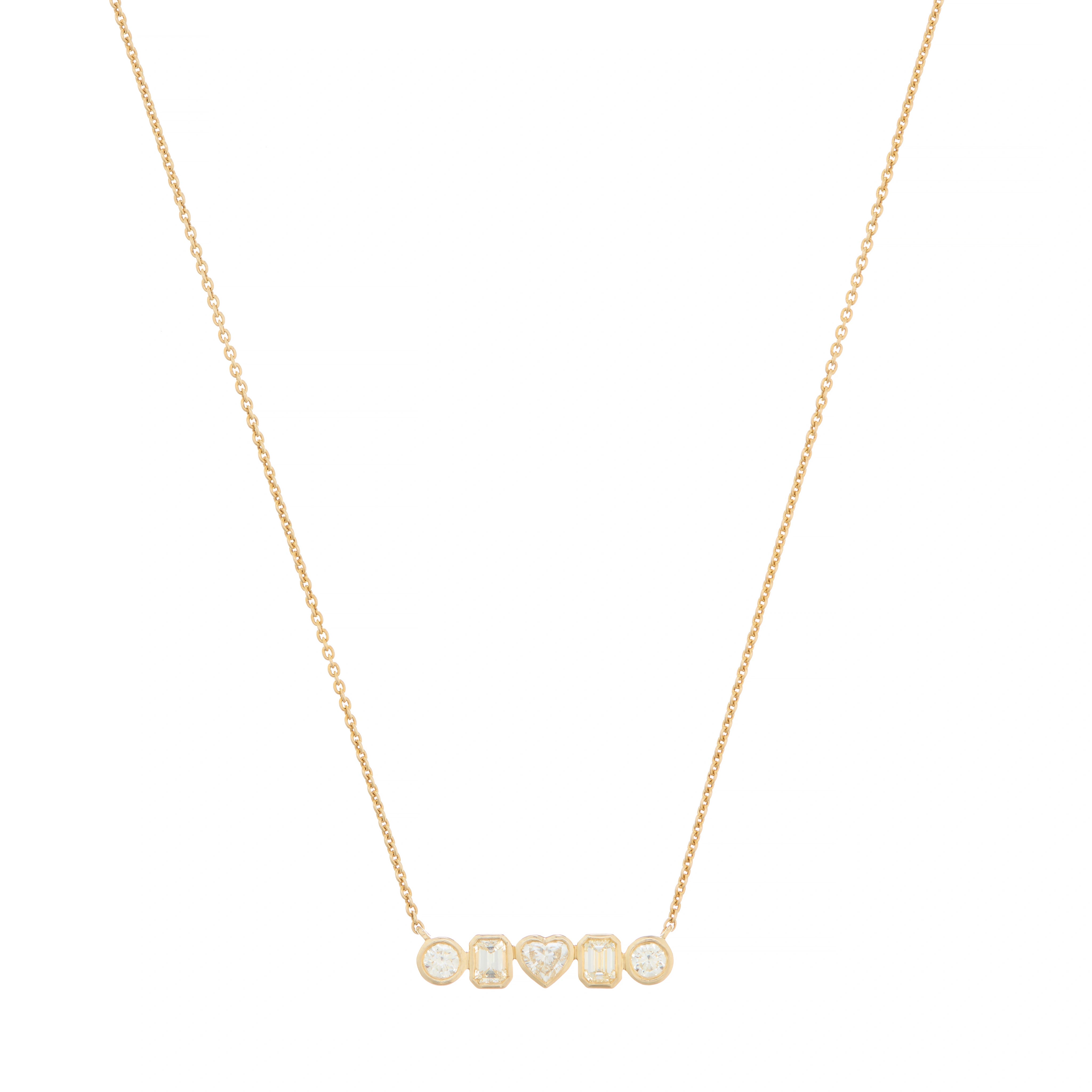 Elegant pearl necklaces for women -Bezel Set Diamond Charm Bar Necklace