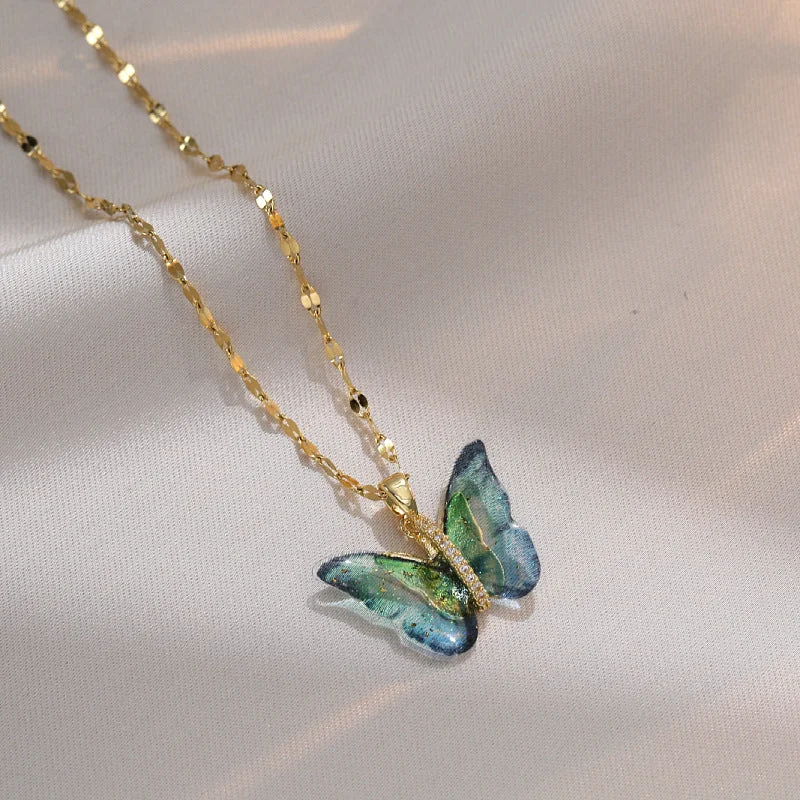 Blue Butterfly Necklace