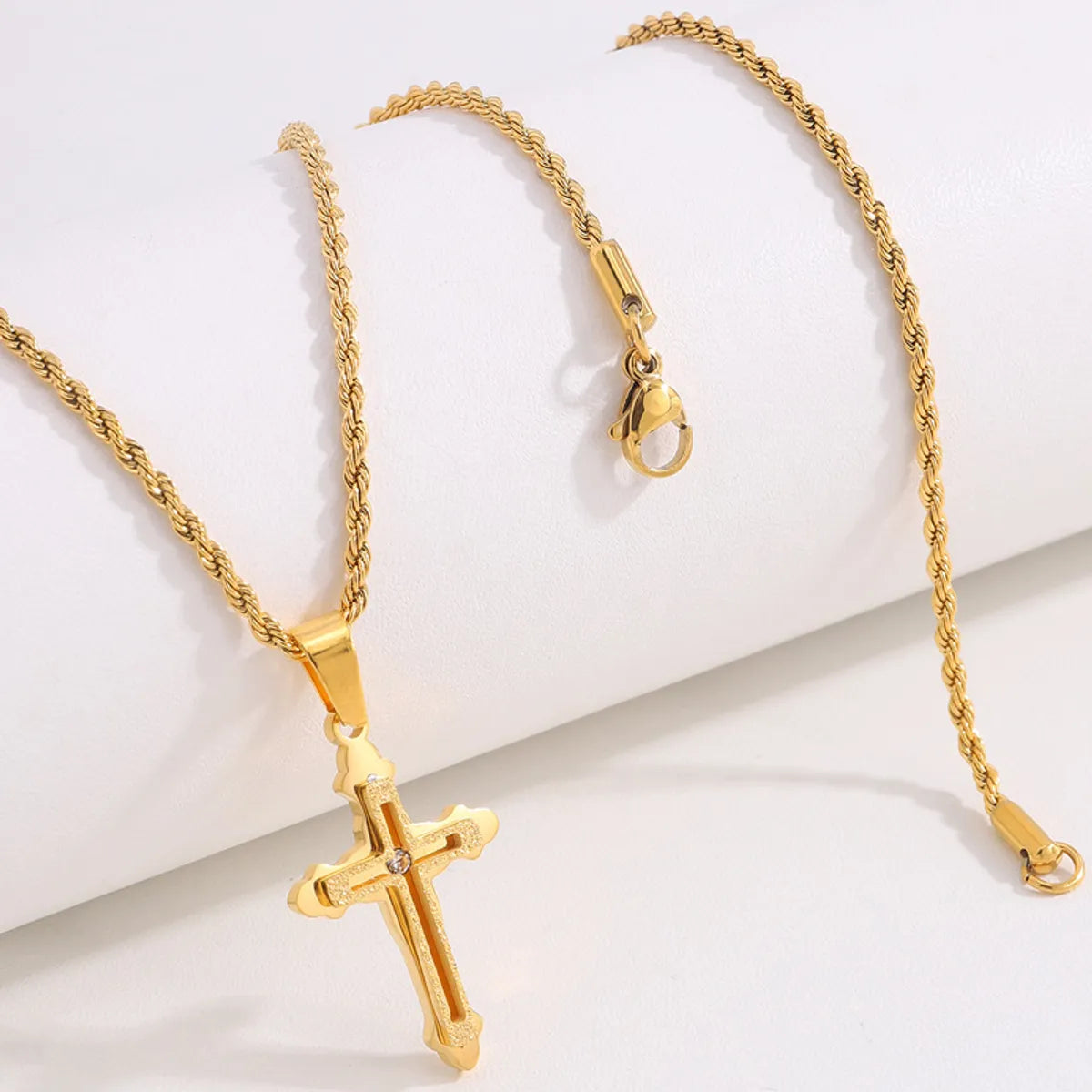 Frosted Gold Cross Necklace