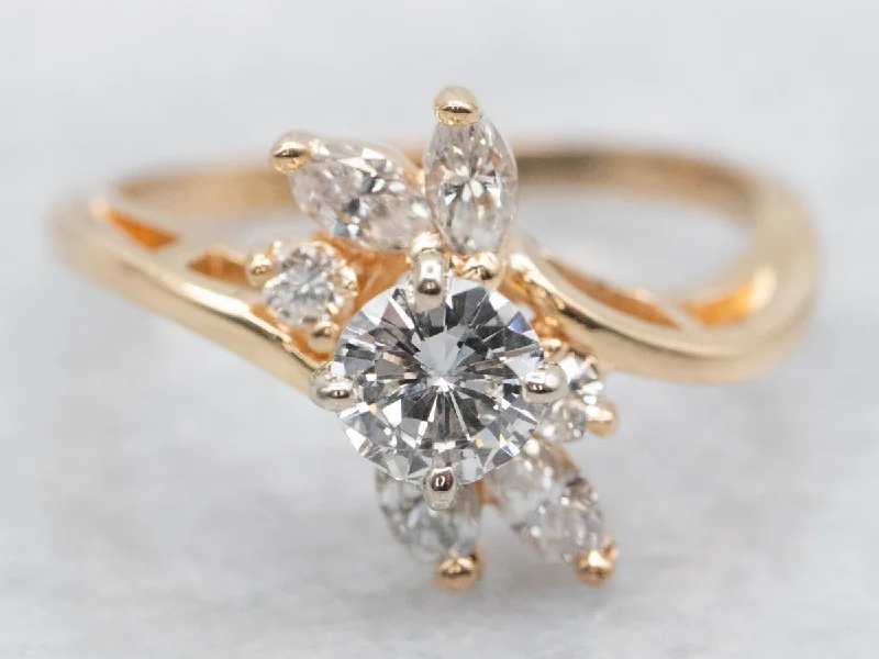 Halo engagement rings for women -Diamond Bypass Cocktail Ring