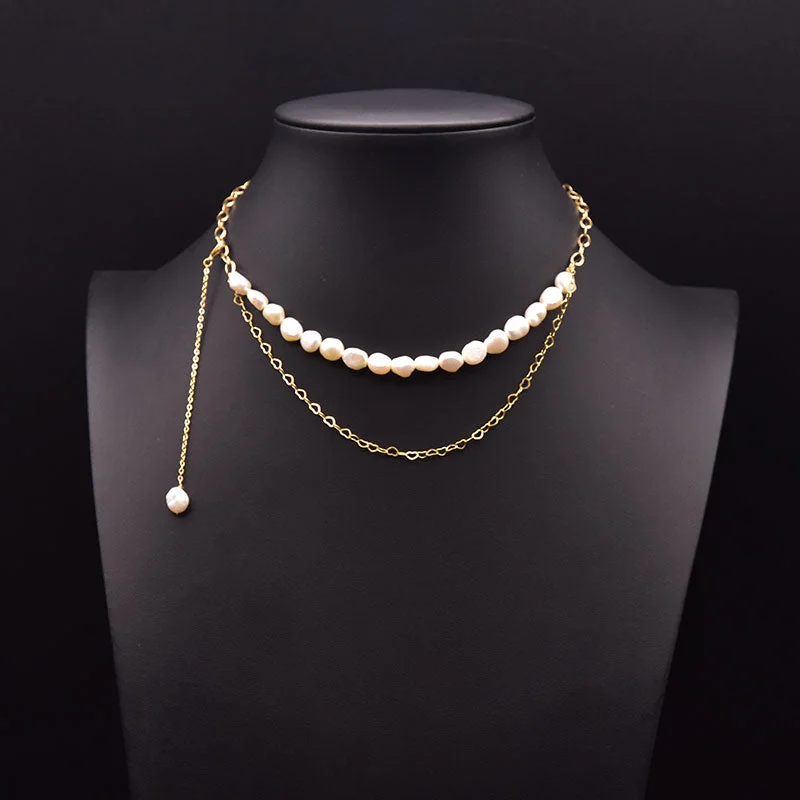 White Pearl Double-Layer Necklace