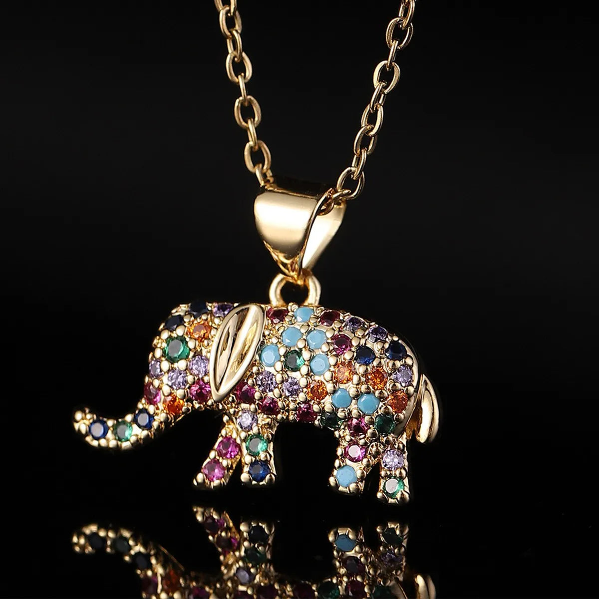 Custom-designed necklaces for women -Copper Inlay Elephant Zircon