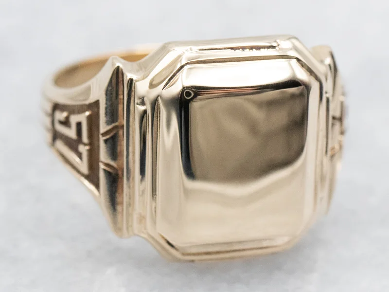 Emerald cut rings for women -Retro Plain Signet Ring