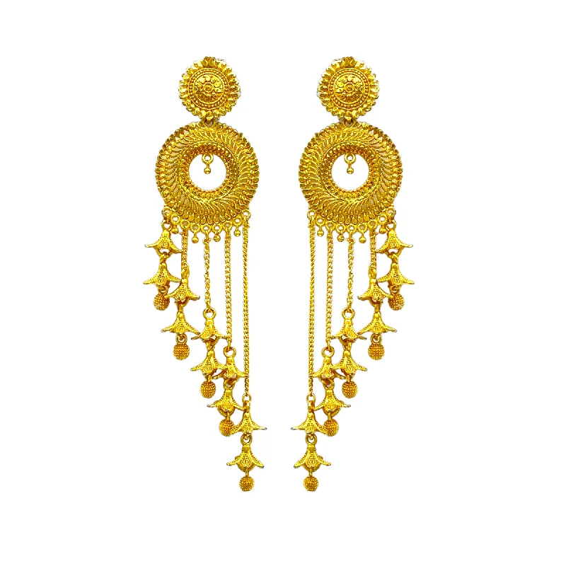 Intricate earrings for women -Long Dangling chain Gold Classic Earrings