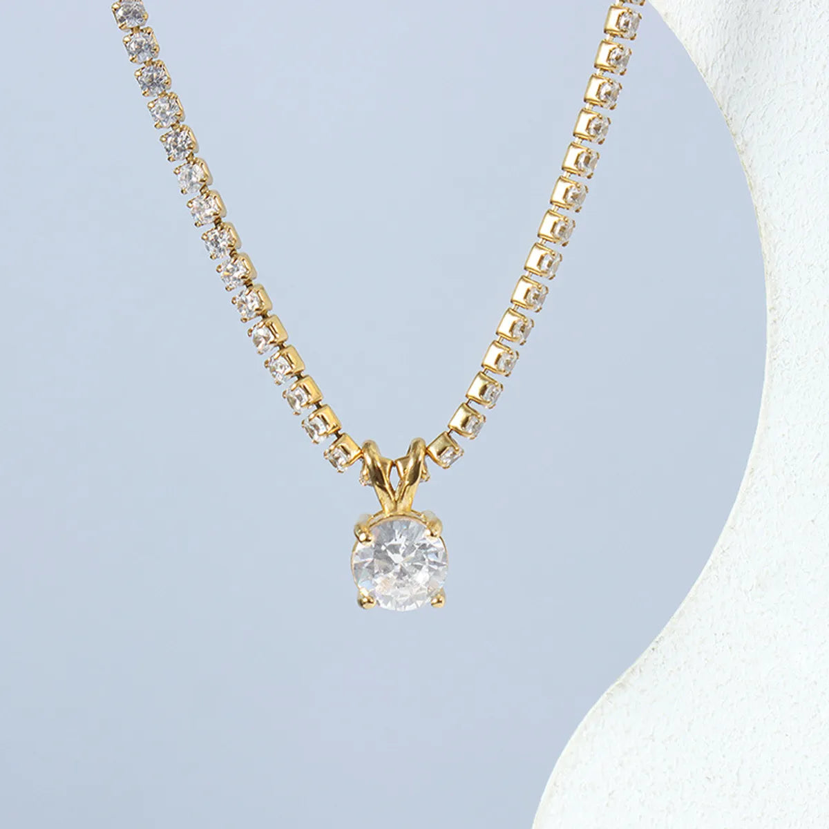 Bridal diamond necklaces for women -Fashion New Full Diamond Zircon Titanium Steel Necklace Wholesale