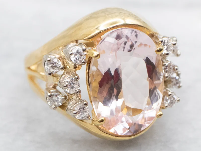 Cocktail rings for women -Morganite and Diamond Cocktail Ring