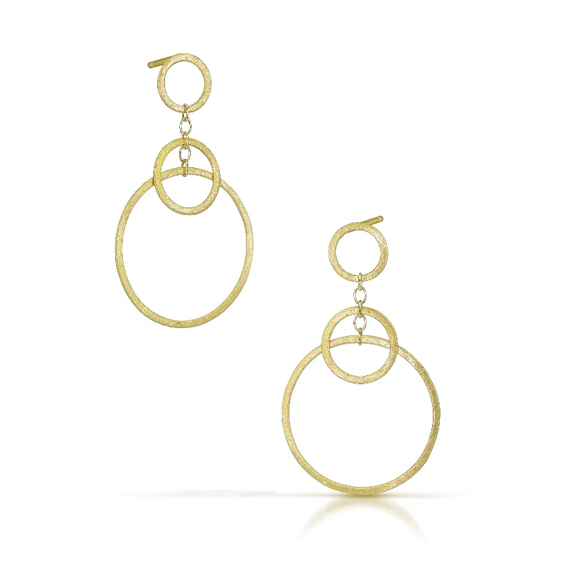 Casual earrings for women -18k Delicate Circle Bunches Earrings