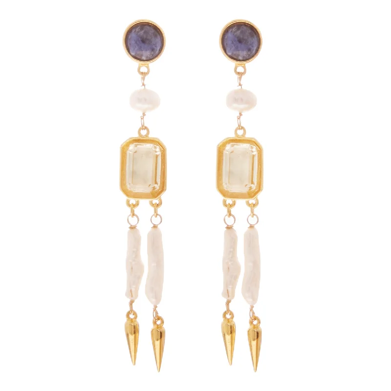 Long drop earrings for women -Lefkada Earrings