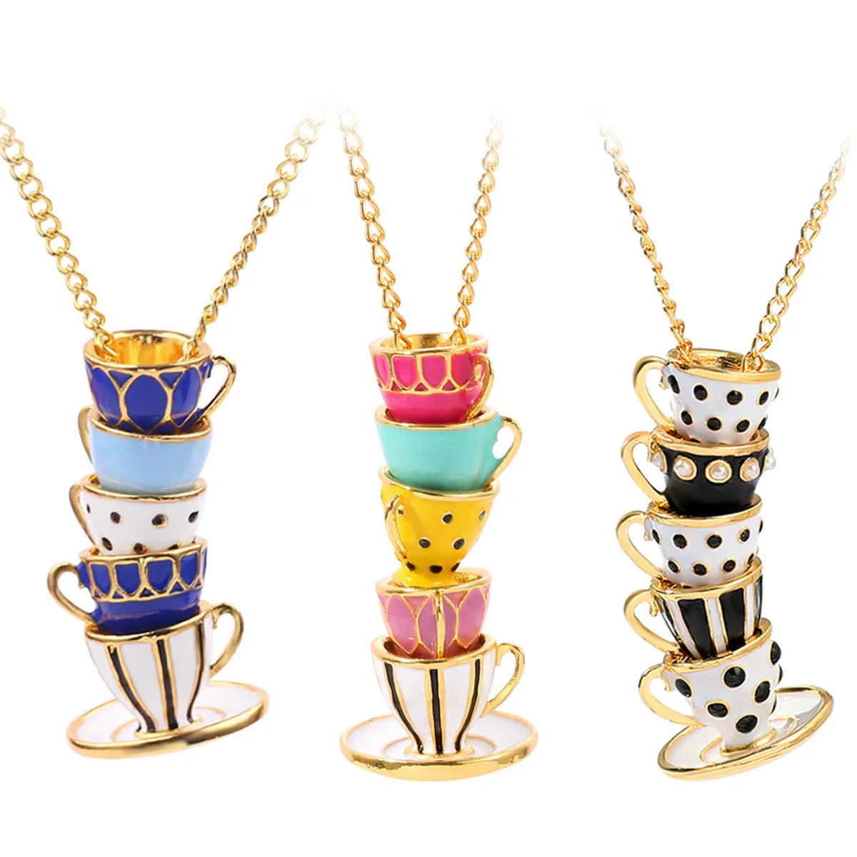 Elegant necklaces for women -1 Piece Retro Cup Alloy Enamel Unisex Pendant Necklace