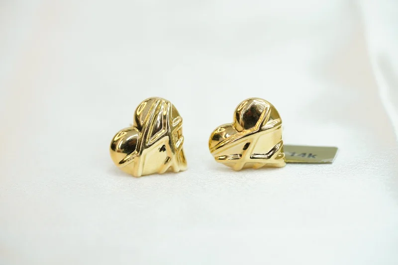 Elegant rings for women -14k Heart with Lines Earring