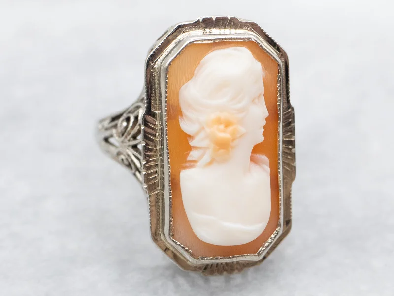 Bold rings for women -Vintage Lady's Profile Cameo Ring