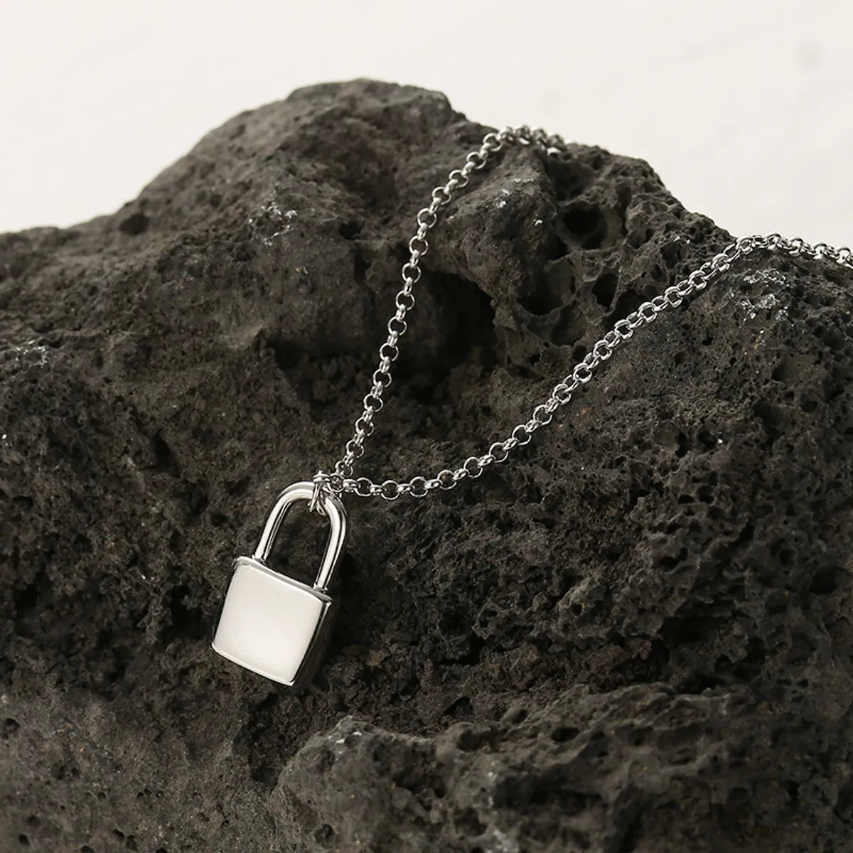 Layered chain necklaces for women -Elegant Lock Sterling Silver Plating White Gold Plated Pendant Necklace