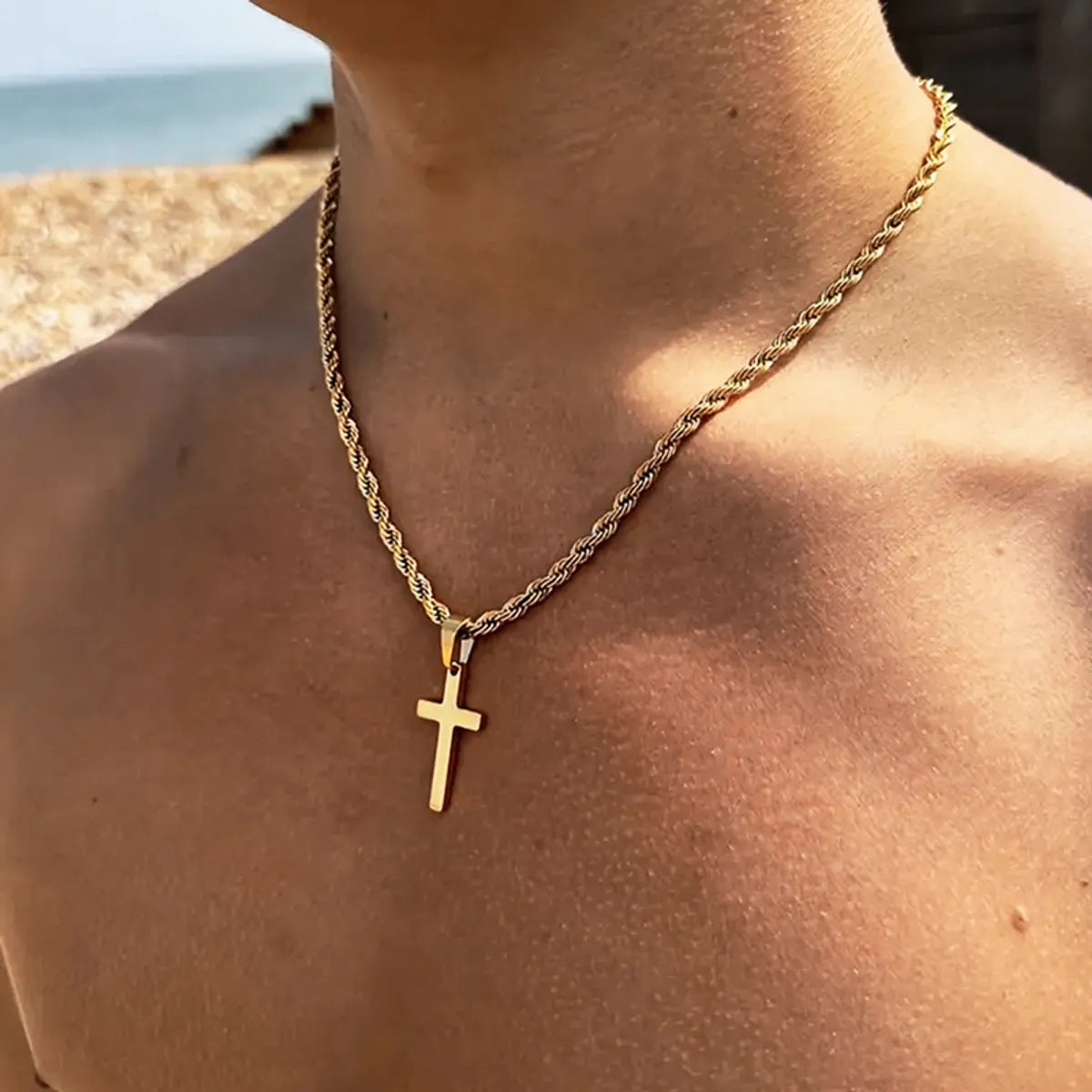 Luxury sapphire necklaces for women -Basic Simple Style Classic Style Cross 304 Stainless Steel 18K Gold Plated Men'S Pendant Necklace