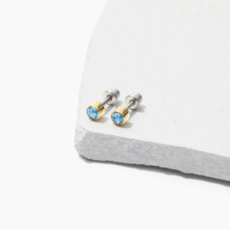 Two-tone earrings for women -Siella Screw Back Stud Earrings