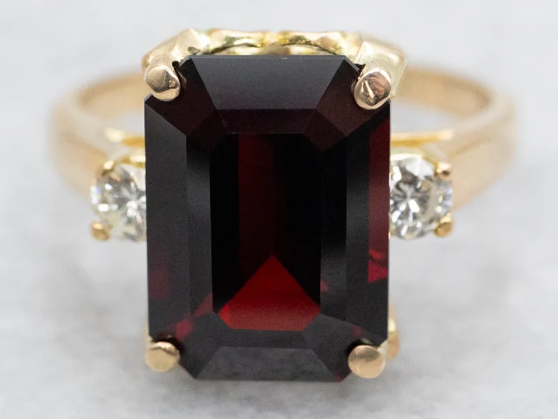 Modern diamond rings for women -Garnet and Diamond Cocktail Ring