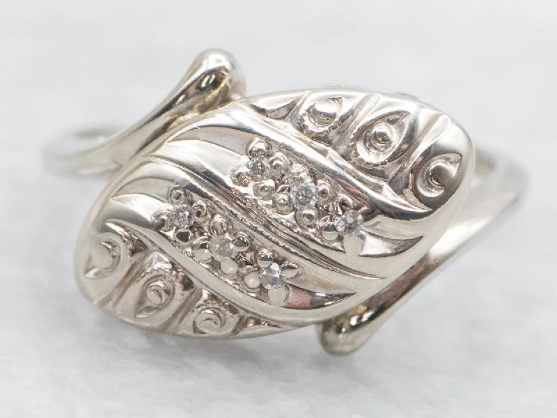 Platinum rings for women -Amazing Retro Era 1950's Diamond Bypass Ring