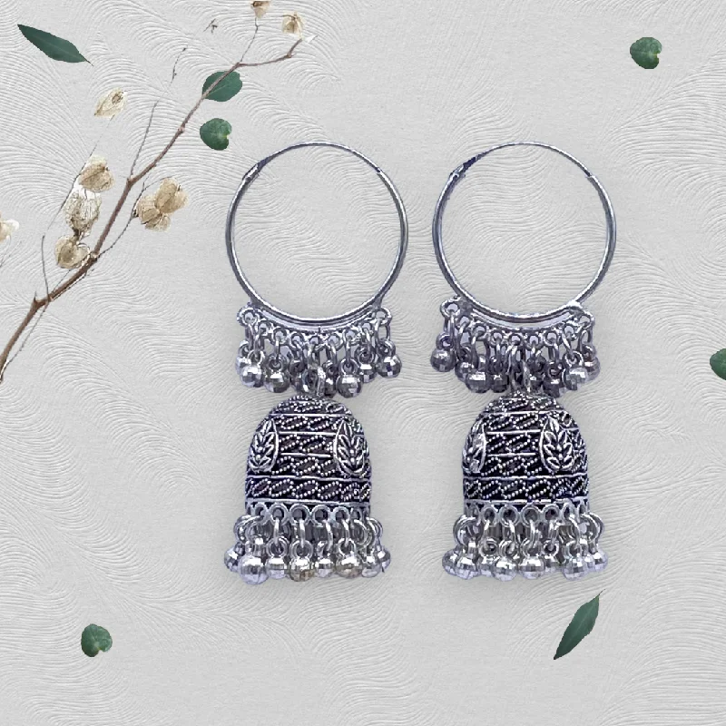 Personalized earrings for women -Oxidised Hoops Earrings