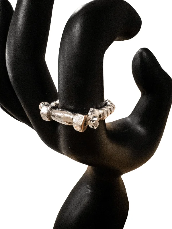 Statement rings for women -Silver dumbbell ring