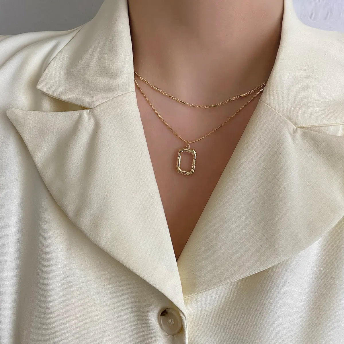 Infinity necklaces for women -Copper 18K Gold Plated Elegant Lady Square Layered Necklaces