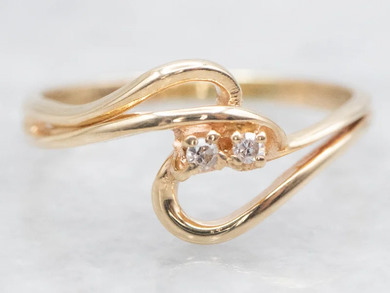 Chunky gold rings for women -Looping Gold Dainty Diamond Bypass Ring