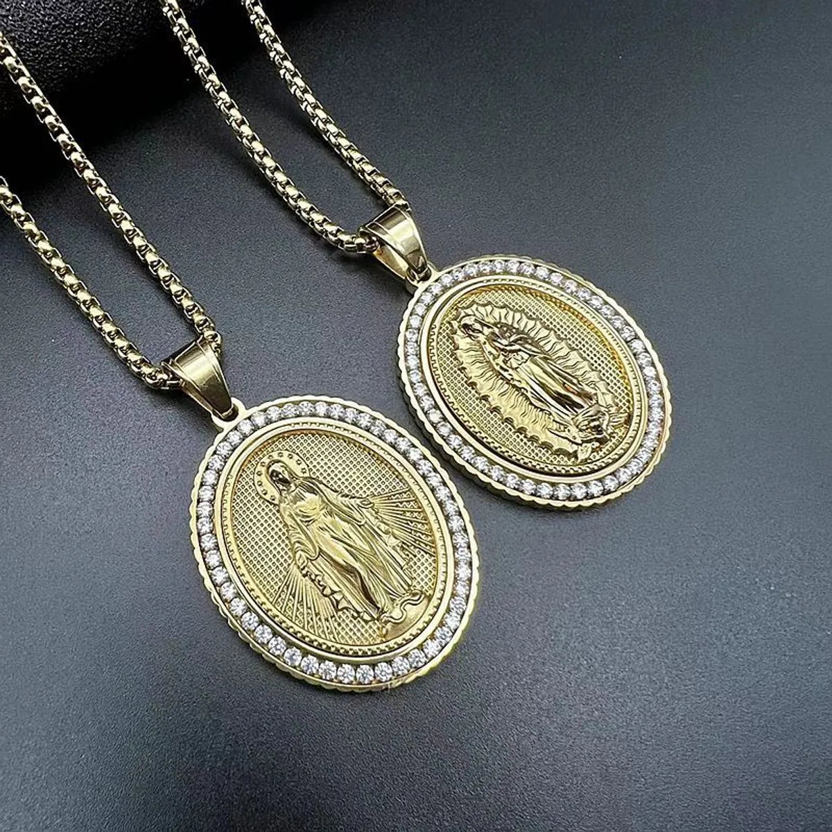 Elegant chain necklaces for women -Hip-Hop Geometric Stainless Steel Polishing Plating Inlay Zircon Gold Plated Unisex Pendant Necklace