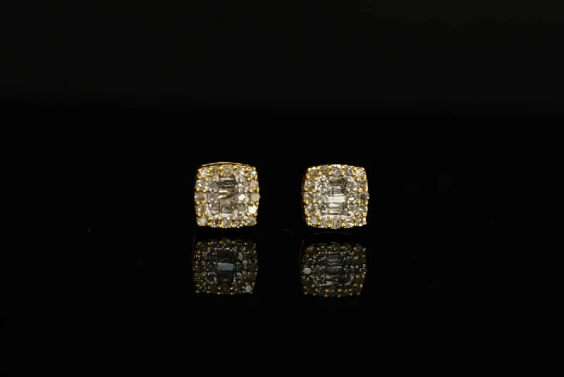 Simple gold rings for women -14k Diamond Squared Earring