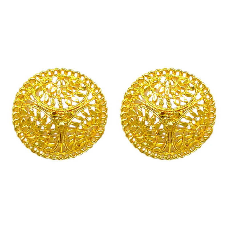 Colorful earrings for women -Gold floral Studded Earrings