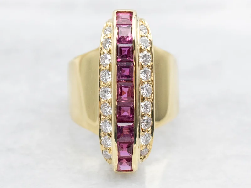 White gold rings for women -18K Gold Ruby and Diamond Statement Ring