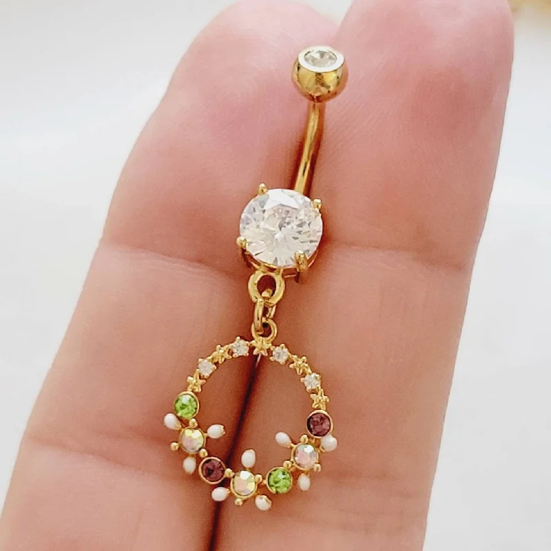 Contemporary rings for women -Flower Belly Ring