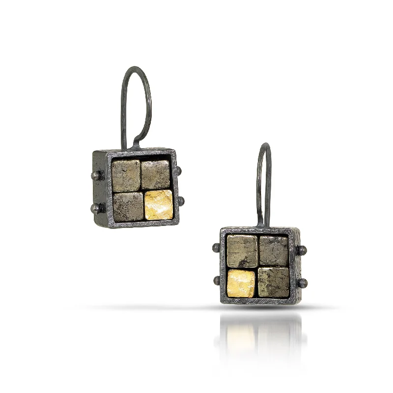 Fashionable earrings for women -Carved 2x2 Grid Earrings