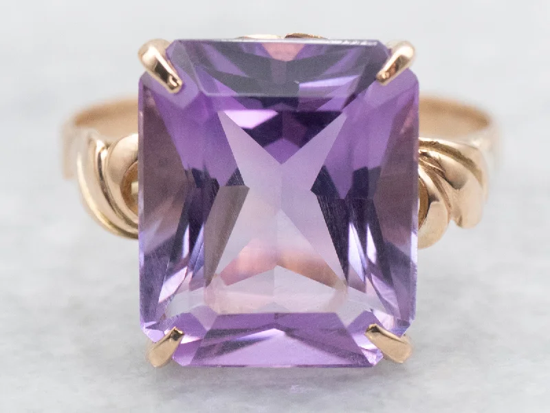 Antique engagement rings for women -Amethyst Solitaire Cocktail Ring