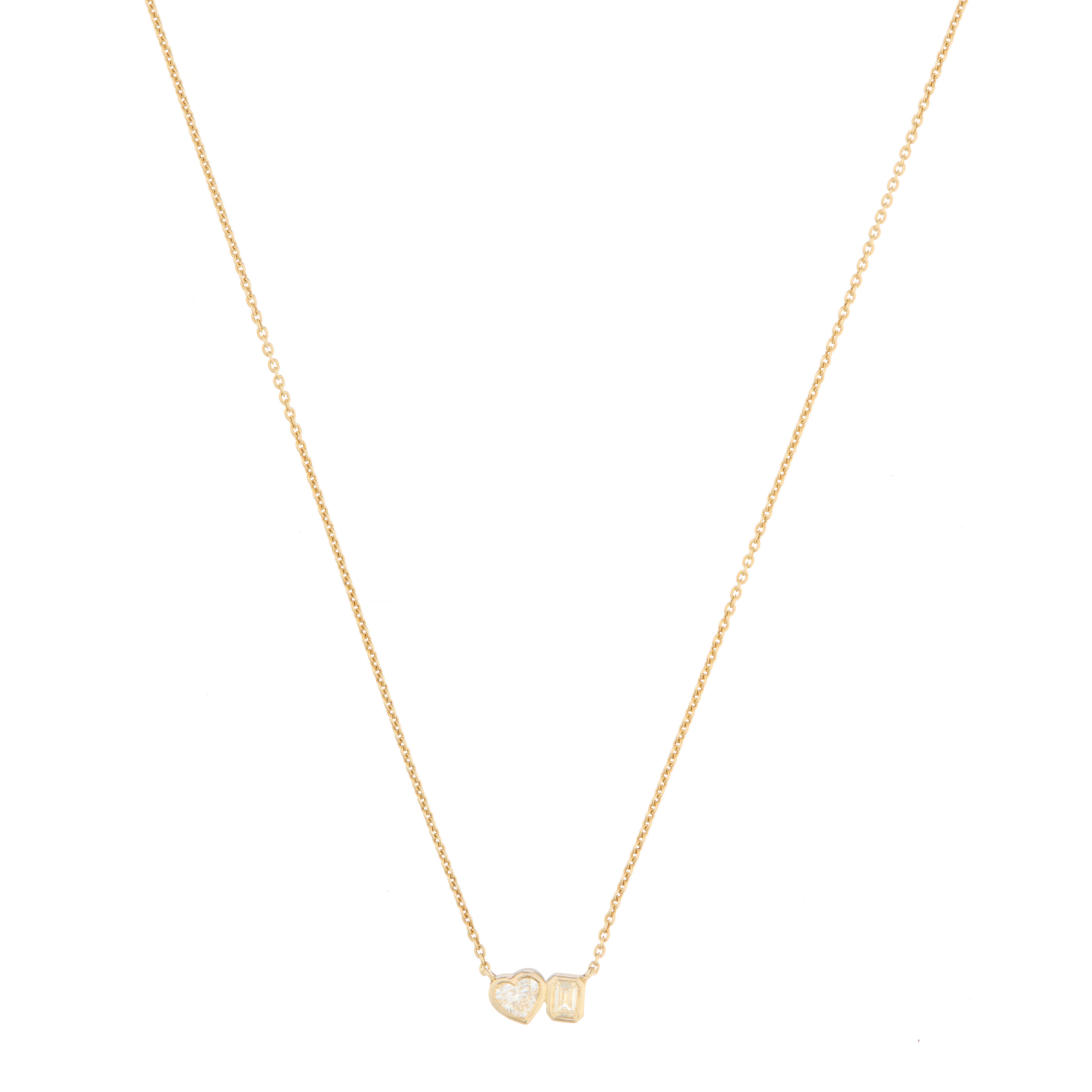 Friendship necklaces for women -Bezel Set Moi Et Toi Diamond Necklace