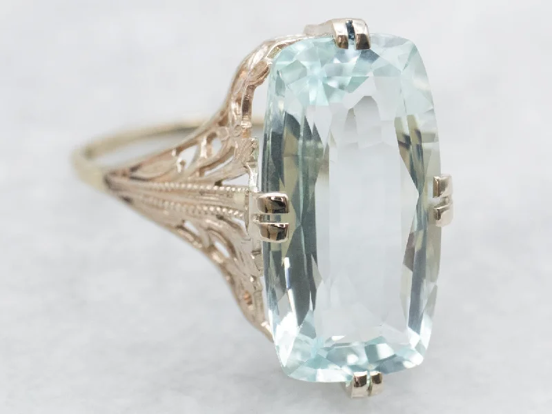 Luxury rings for women -Art Deco Aquamarine Cocktail Ring