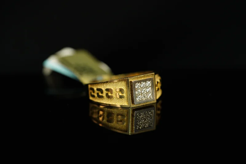 Chunky rings for women -14k Square of Stones and Gold Design Ring