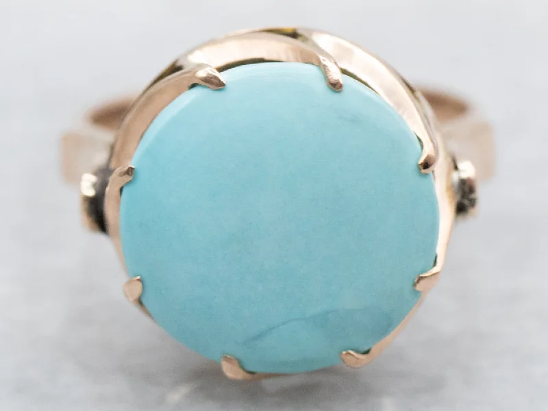 Rose gold rings for women -Round Cut Turquoise Solitaire Ring