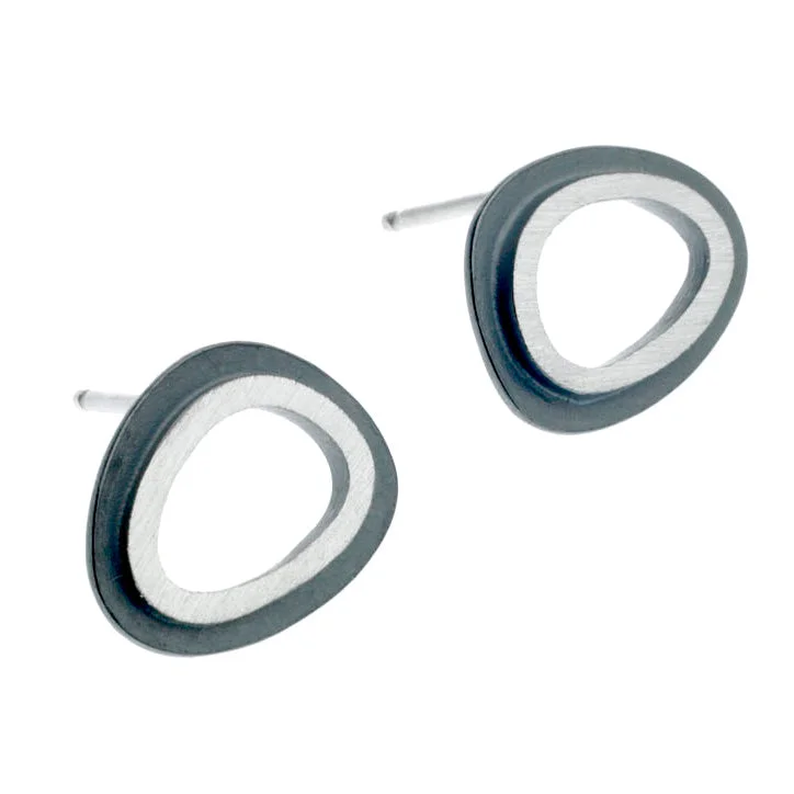 Sterling silver earrings for women -Eclipse Organic Ovals Post Earrings