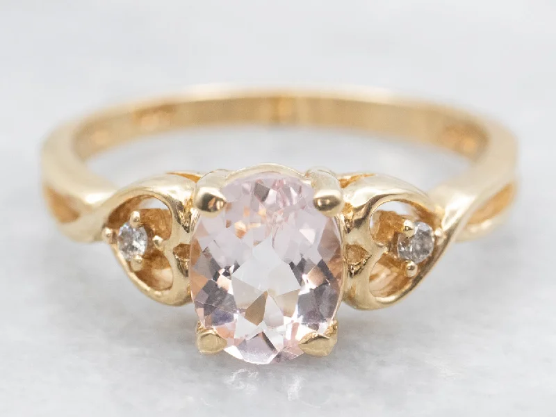 Simple gold rings for women -Morganite and Diamond Sweetheart Ring