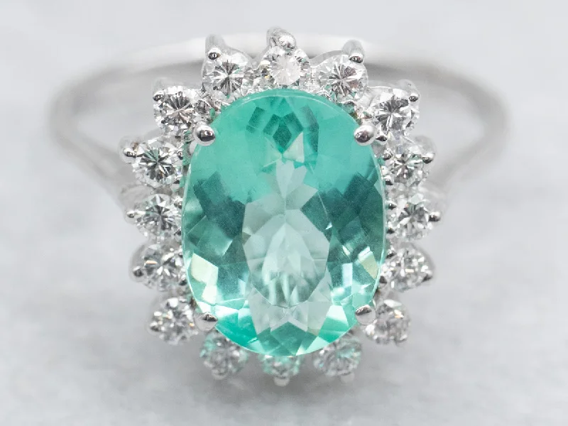 Vintage engagement rings for women -Lovely Mint Emerald and Diamond Halo Ring