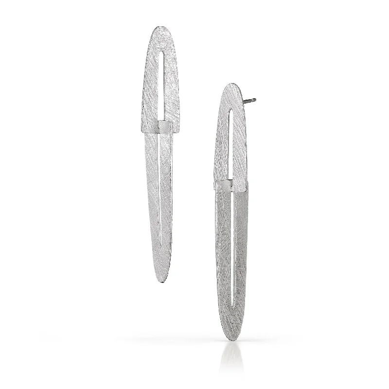 Unique dangle earrings for women -Carved Arch Slot Interlocking Earrings - long