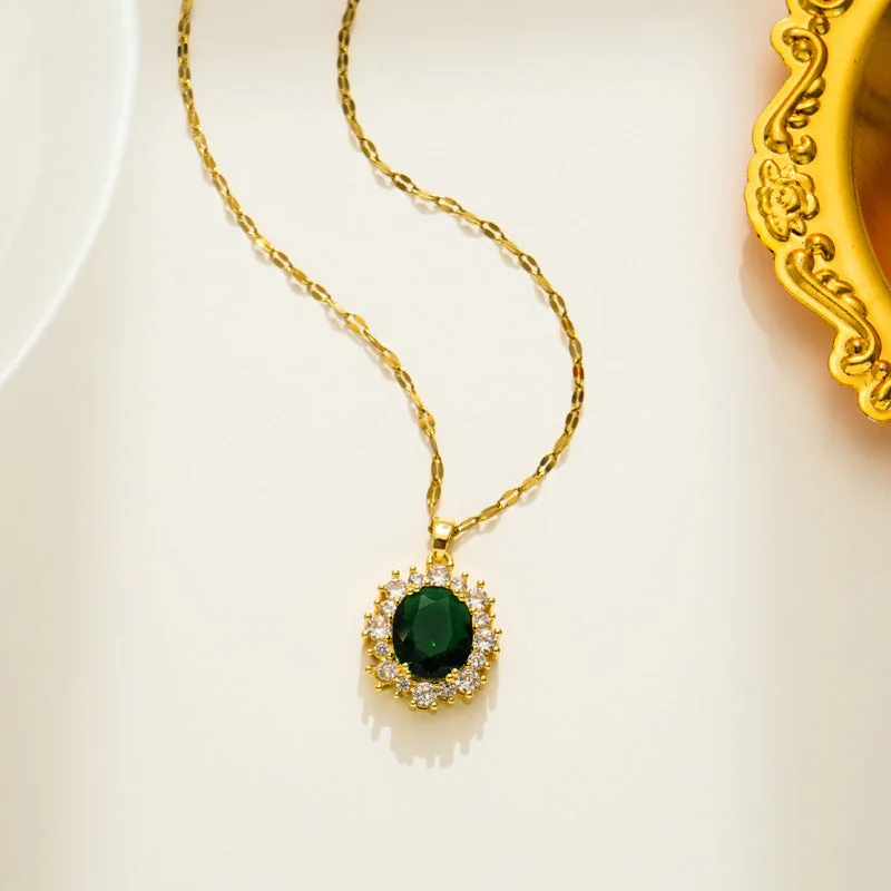 577 Gold Green Zircon Necklace