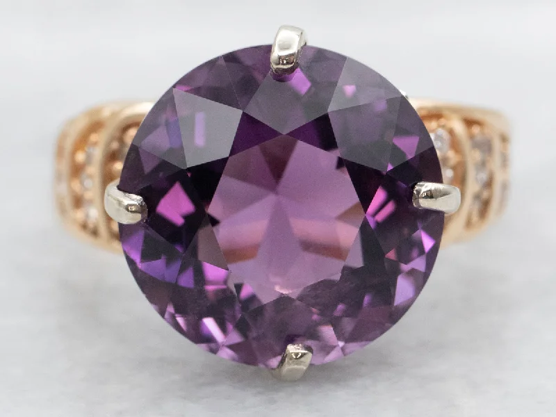 Women's rings online shop -Modern Amethyst and Diamond Cocktail Ring