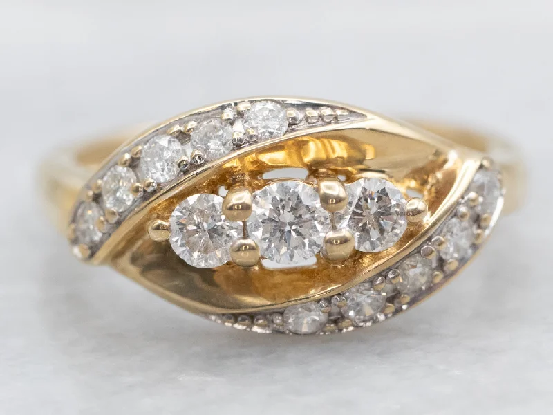 Platinum rings for women -Gold Diamond Cocktail Ring