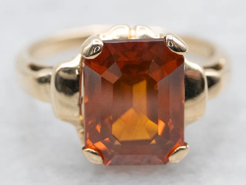 Antique rings for women -Vintage Gold Orange Zircon Ring