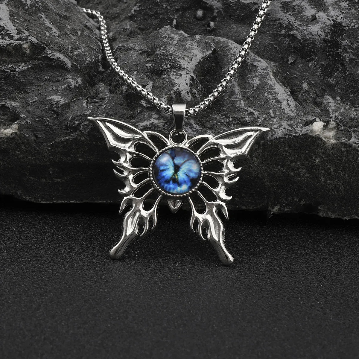 Crystal necklaces for women -Hip-Hop Butterfly Devil'S Eye Zinc Alloy Plating Men'S Pendant Necklace