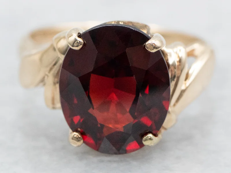 Solitaire rings for women -Vintage Oval-Cut Garnet Solitaire Ring