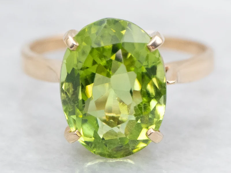 Black diamond rings for women -Peridot Solitaire Ring in Four-Prong Setting