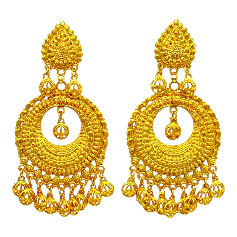 Personalized gemstone earrings for women -Simple Gold  Traditional Chandbali Earrings